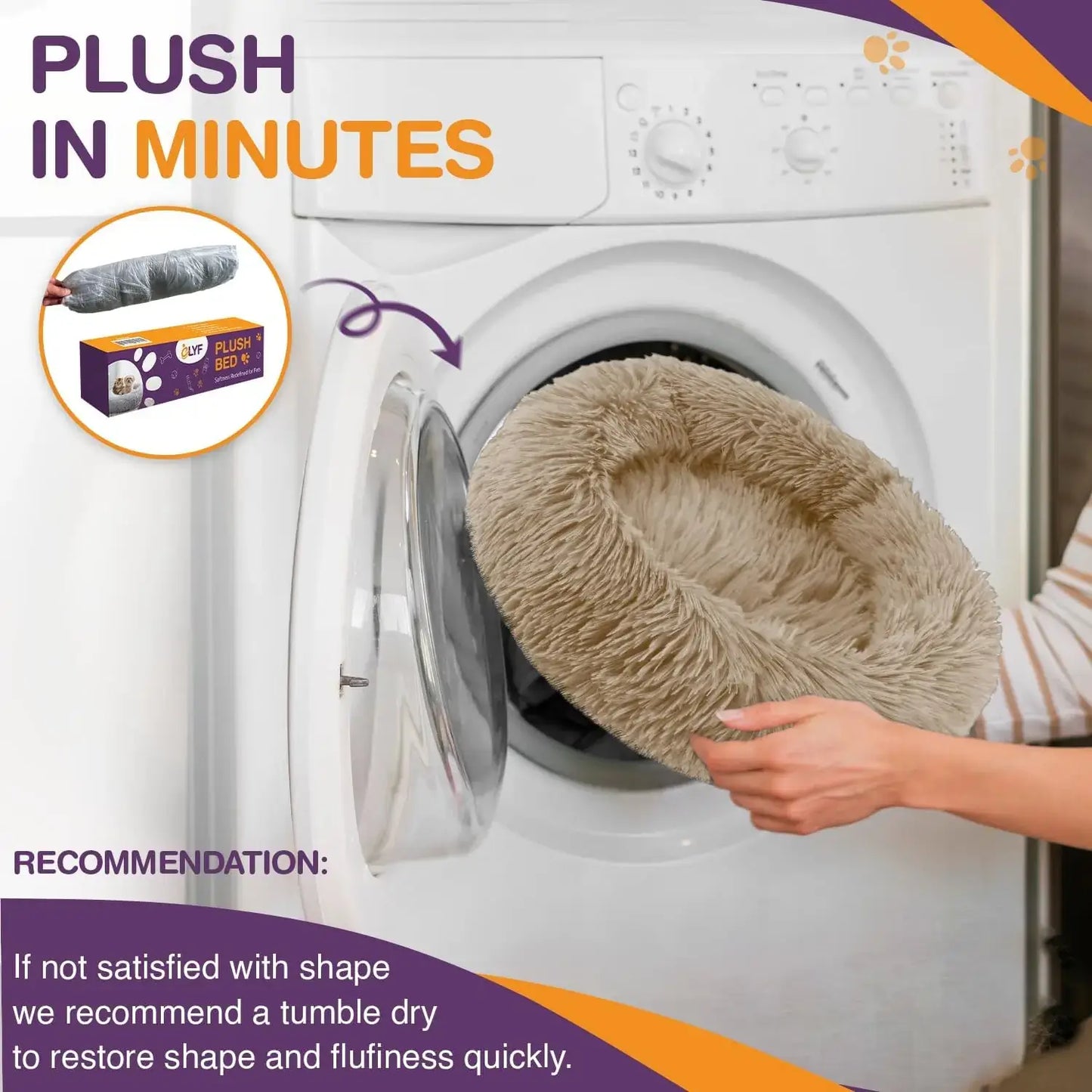 Washable Beige Dog Bed