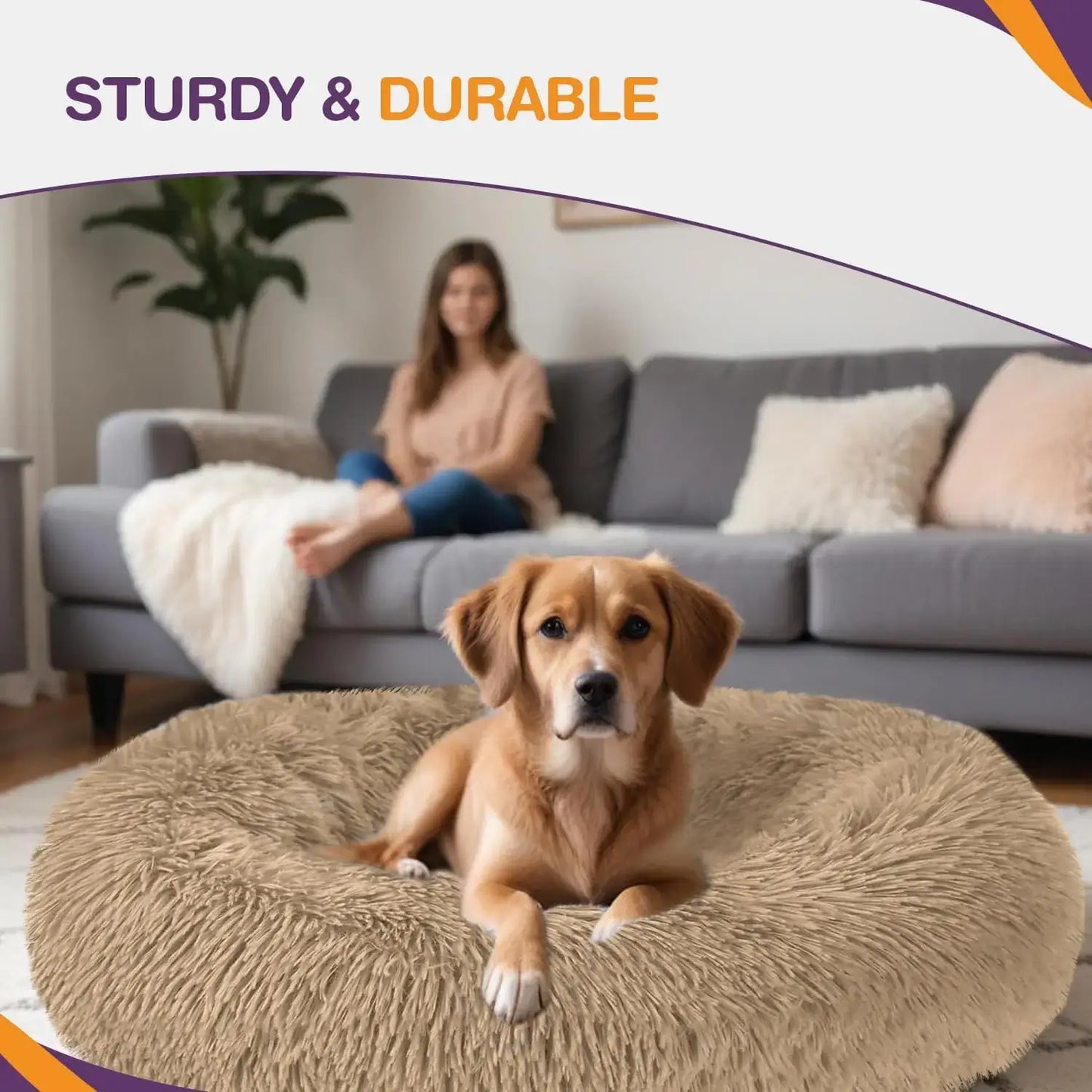 beige donut dog bed