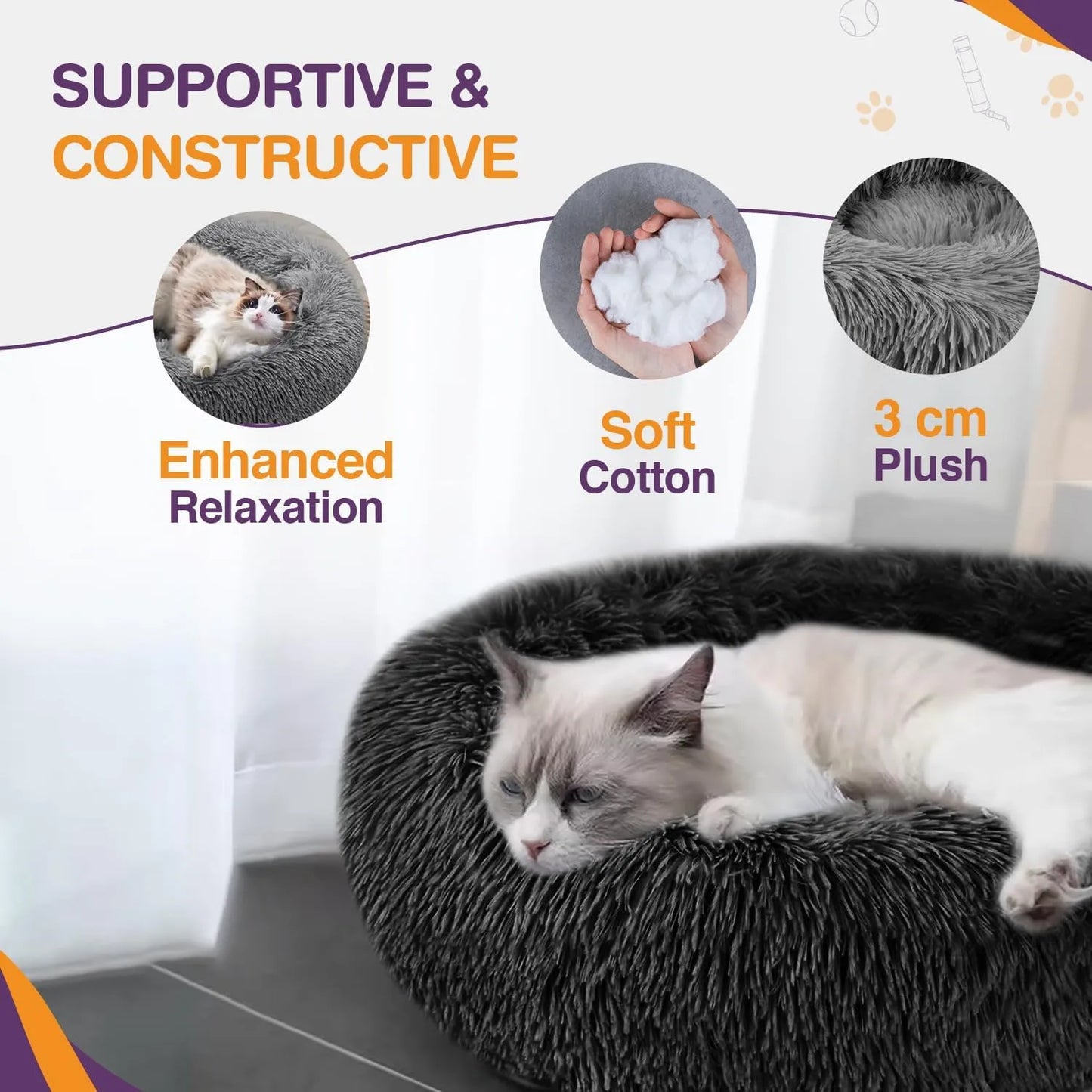 Dark Grey Donut Cat Bed