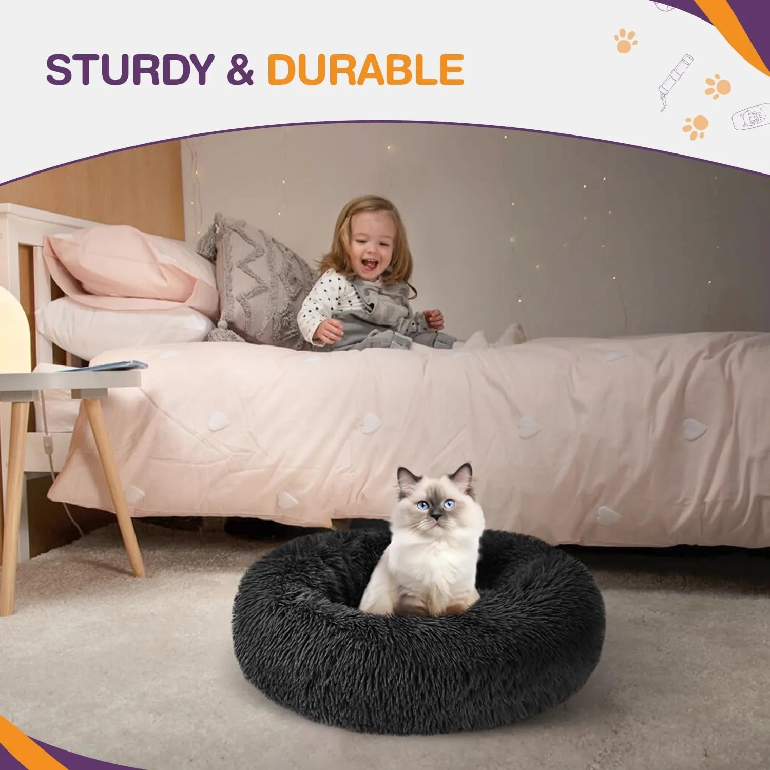 Dark Grey Round pet Bed