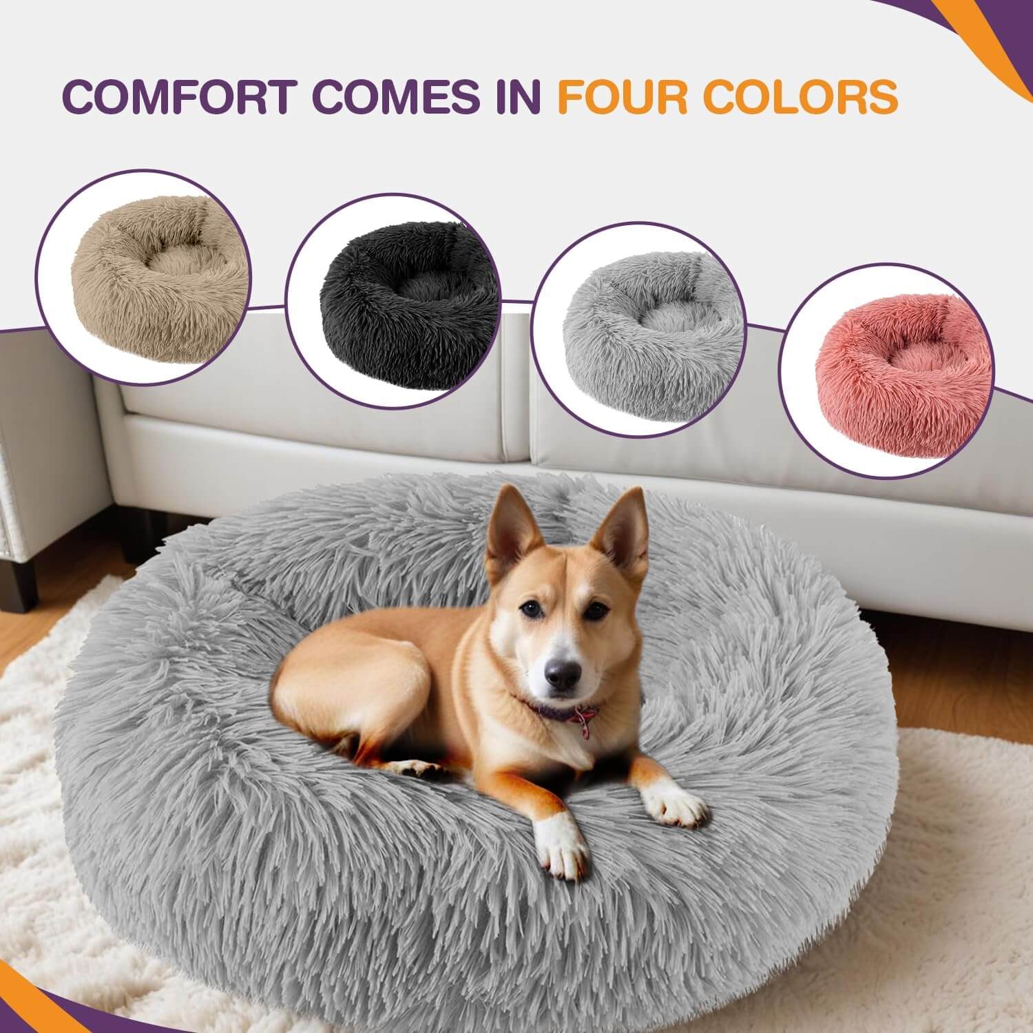 Grey Doughnut dog Bed