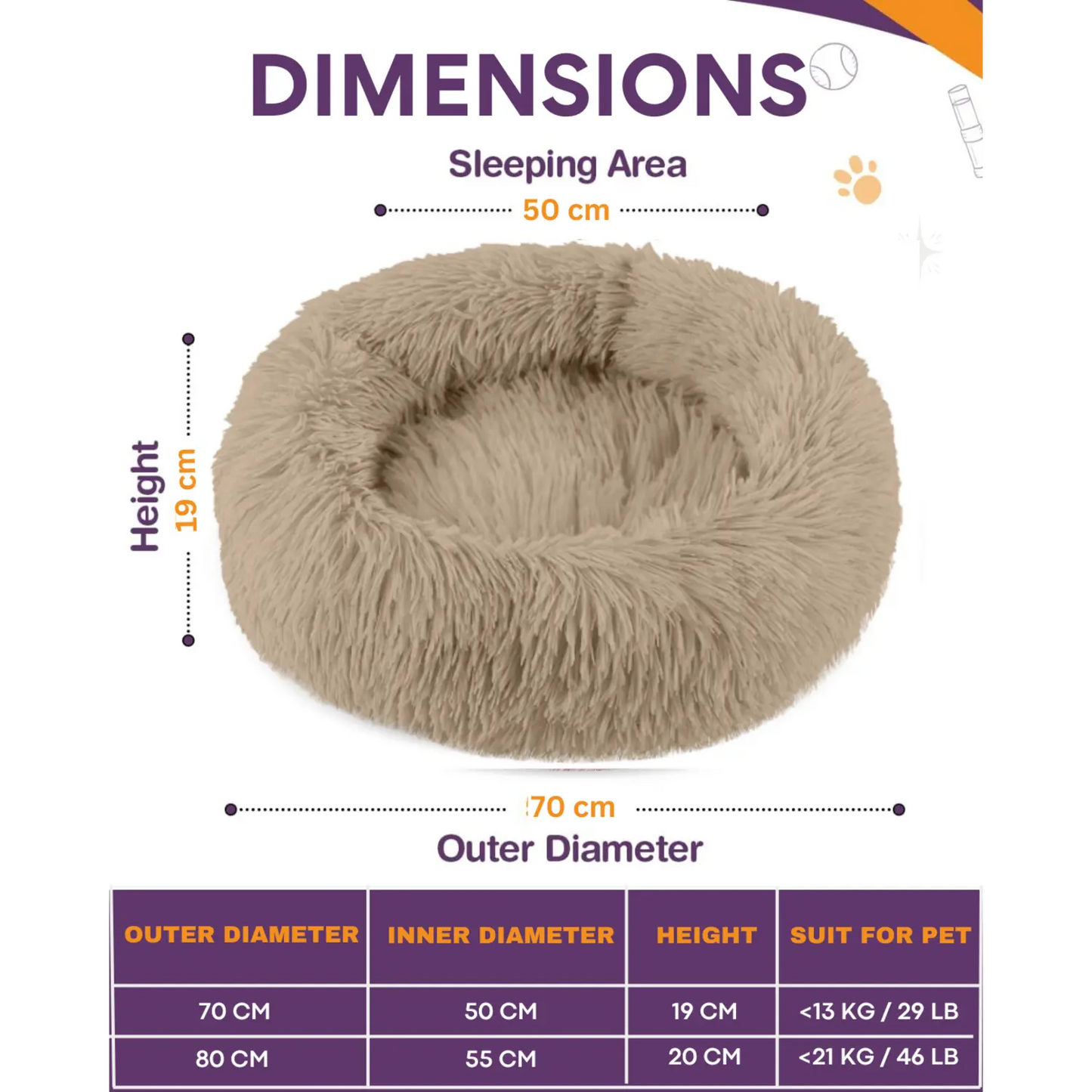 beige_donut_dog_bed_size_chart