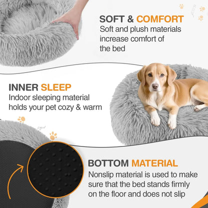 grey round dog Bed
