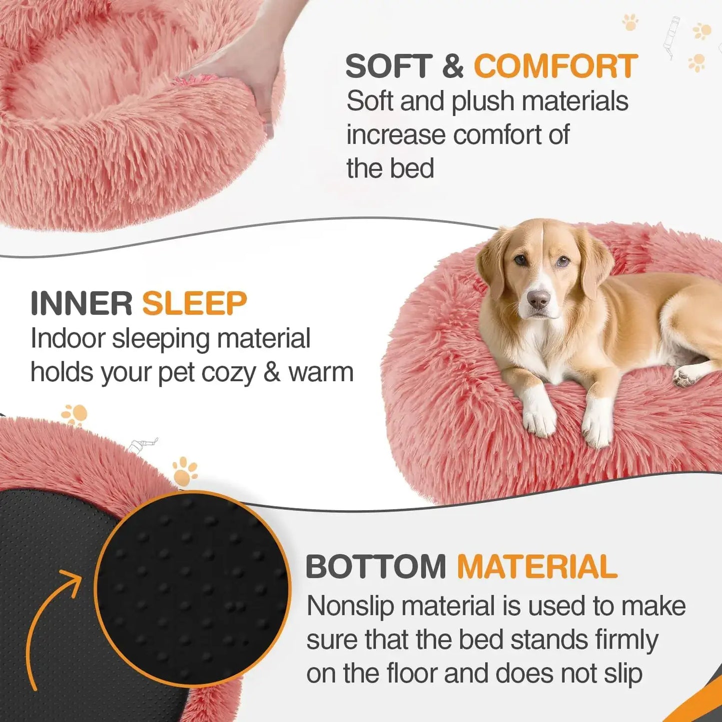 pink ​round dog Bed