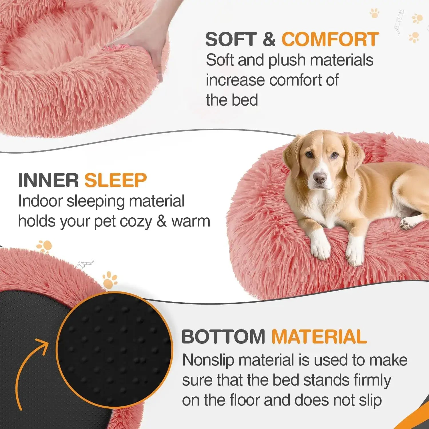 pink ​round dog Bed