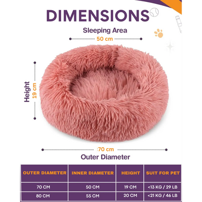 pink donut dog bed size chart